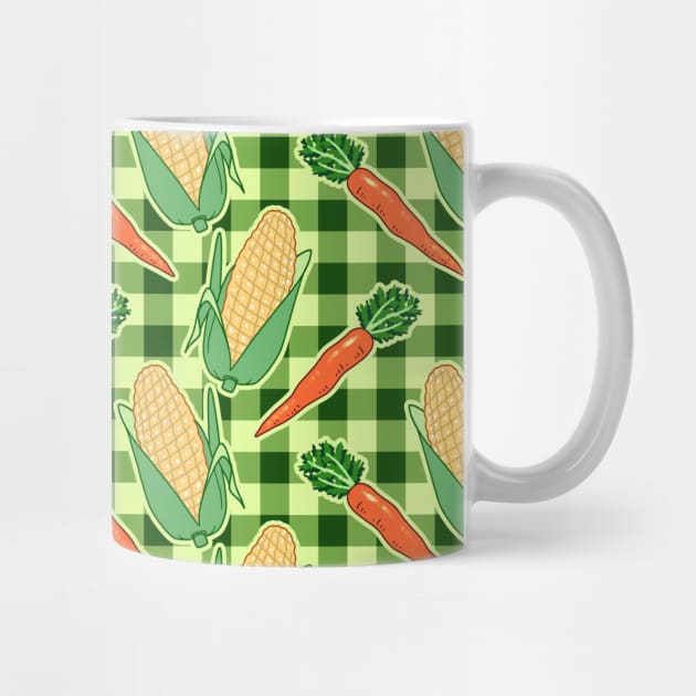 Corn Carrots Gingham Pattern by saradaboru